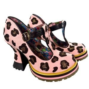 NEW Irregular Choice Leopard Liasons Mary Jane Womens 9.5 Platform Pink Cosplay